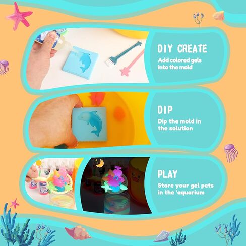 ARTPAR Magic Water Elf Toy Kit - Aqua Fairy DIY Craft Set with 20 Magic Gels & 16 Molds - Create Your Own Squishy Water Pets - Fun STEM Art Activity for Kids-Festival Birthday Gift for Boys Girls in Saudi Arabia