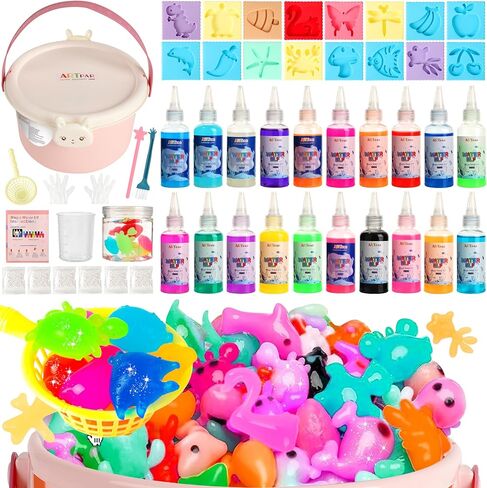 ARTPAR Magic Water Elf Toy Kit - Aqua Fairy DIY Craft Set with 20 Magic Gels & 16 Molds - Create Your Own Squishy Water Pets - Fun STEM Art Activity for Kids-Festival Birthday Gift for Boys Girls in Saudi Arabia