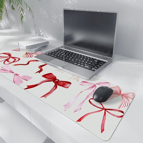 Pink Bow Mouse Pad,Pink And Red kawaii Bow Desk Mat,XL Large Girly Preppy Trendy Gaming Mouse Pads, Girls Laptop Desk Mat For Dorm Home Office, Gifts for Teen Girls Bow Lovers,31.5x11.8 Inch in Saudi Arabia