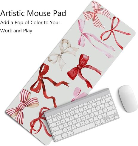 Pink Bow Mouse Pad,Pink And Red kawaii Bow Desk Mat,XL Large Girly Preppy Trendy Gaming Mouse Pads, Girls Laptop Desk Mat For Dorm Home Office, Gifts for Teen Girls Bow Lovers,31.5x11.8 Inch in Saudi Arabia