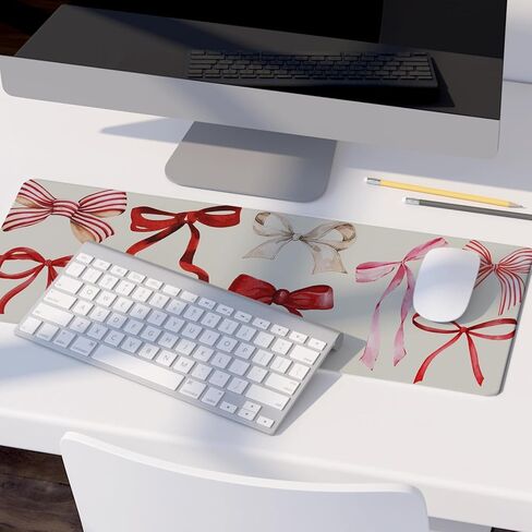 Pink Bow Mouse Pad,Pink And Red kawaii Bow Desk Mat,XL Large Girly Preppy Trendy Gaming Mouse Pads, Girls Laptop Desk Mat For Dorm Home Office, Gifts for Teen Girls Bow Lovers,31.5x11.8 Inch in Saudi Arabia
