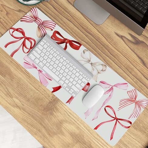 Pink Bow Mouse Pad,Pink And Red kawaii Bow Desk Mat,XL Large Girly Preppy Trendy Gaming Mouse Pads, Girls Laptop Desk Mat For Dorm Home Office, Gifts for Teen Girls Bow Lovers,31.5x11.8 Inch in Saudi Arabia