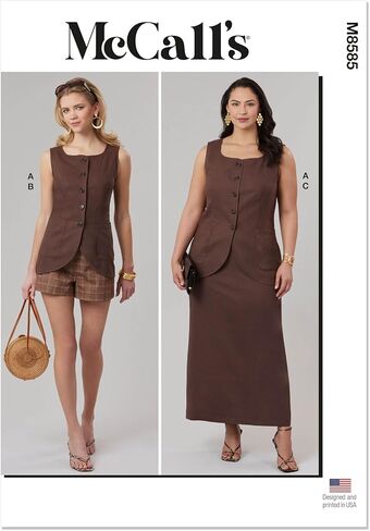 McCall's M8585W2 Women's Fitted Top, Shorts and Skirt Sewing Pattern Packet, Design Code M8585, Sizes 20W-22W-24W-26W-28W in Saudi Arabia