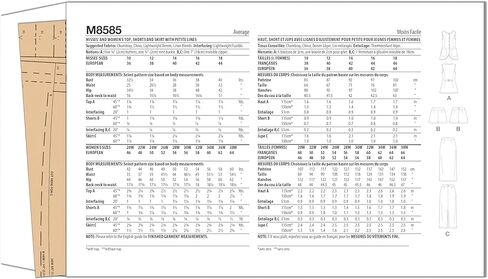 McCall's M8585W2 Women's Fitted Top, Shorts and Skirt Sewing Pattern Packet, Design Code M8585, Sizes 20W-22W-24W-26W-28W in Saudi Arabia