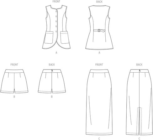 McCall's M8585W2 Women's Fitted Top, Shorts and Skirt Sewing Pattern Packet, Design Code M8585, Sizes 20W-22W-24W-26W-28W in Saudi Arabia
