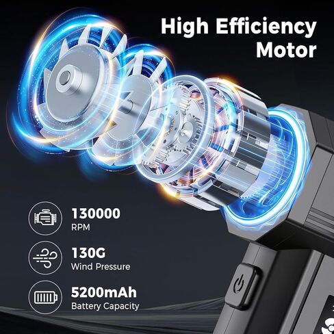 Foretoo Compressed Air Duster,130000RPM Super Power LED Display Electric Air Duster with Extended Runtime,Rechargeable Air Blower for Home,Camera,Car,Computer,Keyboard in Saudi Arabia
