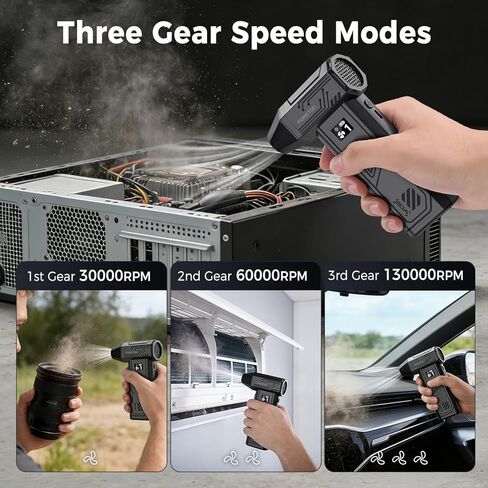 Foretoo Compressed Air Duster,130000RPM Super Power LED Display Electric Air Duster with Extended Runtime,Rechargeable Air Blower for Home,Camera,Car,Computer,Keyboard in Saudi Arabia