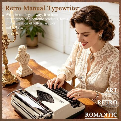 Manual Typewriter with Ribbon for Writers, Notes,Letters and Creative Writing, Fully Mechanical Retro Portable Typewriting Machine for Home and Office Vintage Decor, Classic Old Fashioned Collectible in Kuwait
