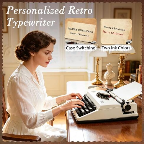 Manual Typewriter with Ribbon for Writers, Notes,Letters and Creative Writing, Fully Mechanical Retro Portable Typewriting Machine for Home and Office Vintage Decor, Classic Old Fashioned Collectible in Kuwait