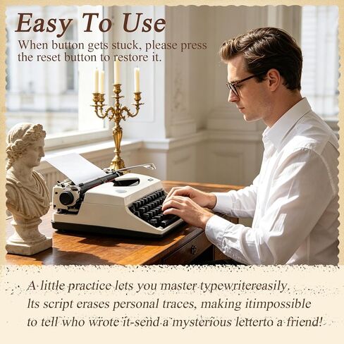 Manual Typewriter with Ribbon for Writers, Notes,Letters and Creative Writing, Fully Mechanical Retro Portable Typewriting Machine for Home and Office Vintage Decor, Classic Old Fashioned Collectible in Kuwait