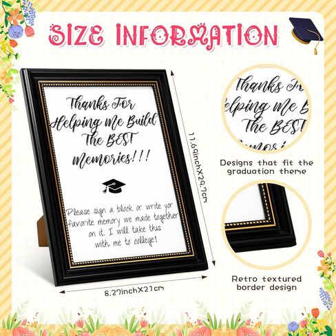 Gerrii 72 Pcs 2026 Graduation Guest Book Alternative for Sign in, 54 Wooden Block 16 Pens and Grad Photo Frame for Congrats Grad Party Supplies College High School (Black Photo Frame) in Kuwait