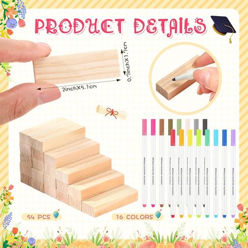 Gerrii 72 Pcs 2026 Graduation Guest Book Alternative for Sign in, 54 Wooden Block 16 Pens and Grad Photo Frame for Congrats Grad Party Supplies College High School (Black Photo Frame) in Kuwait