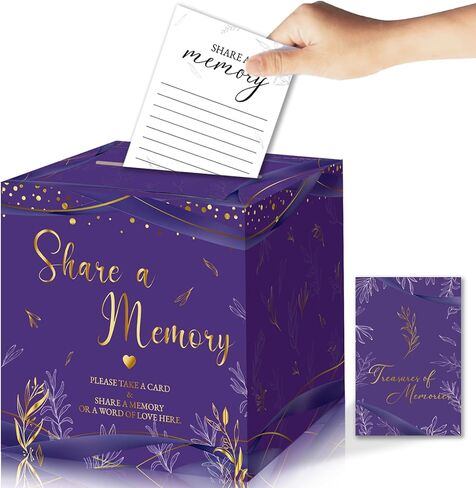Elegant Funeral Guest Book - in Loving Memory Guestbook with Photo Slot - 330 Entries Memorial Guest Sign in Book for Funeral Service, 9"x7.5", Purple in Saudi Arabia