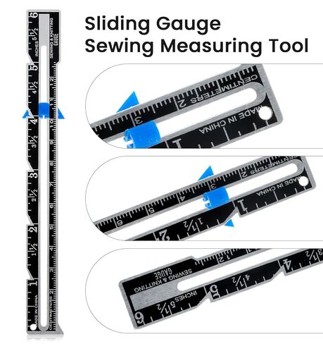 2 Pcs Seam Guide Ruler for Sewing Machine, 5-in-1 Seam Guide Ruler T-Shaped Sliding, Multifunctional Measuring Tool for Quilting & Fabric Crafts in Saudi Arabia
