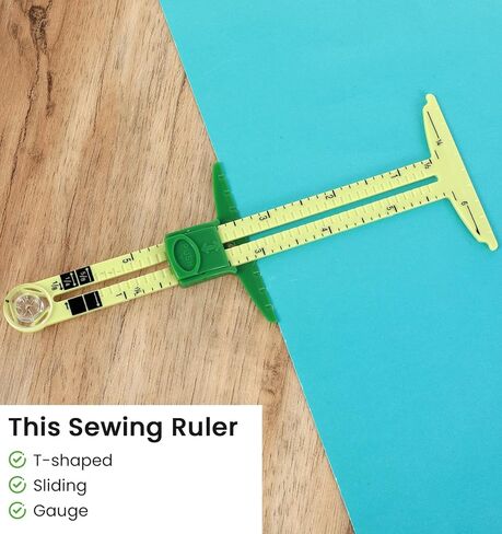 2 Pcs Seam Guide Ruler for Sewing Machine, 5-in-1 Seam Guide Ruler T-Shaped Sliding, Multifunctional Measuring Tool for Quilting & Fabric Crafts in Saudi Arabia