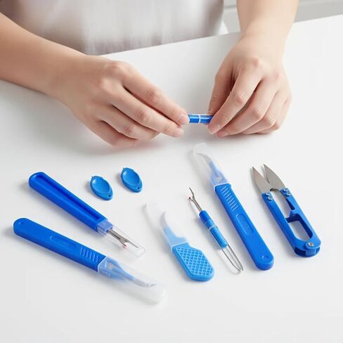 7-Piece Sewing Seam Ripper Tool Kits,Stitch Remover & Thread Cutter, Multi-Function Stitch Remover Kit with Buttonhole Cutter for Sewing and Crafting in Kuwait