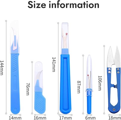 7-Piece Sewing Seam Ripper Tool Kits,Stitch Remover & Thread Cutter, Multi-Function Stitch Remover Kit with Buttonhole Cutter for Sewing and Crafting in Kuwait