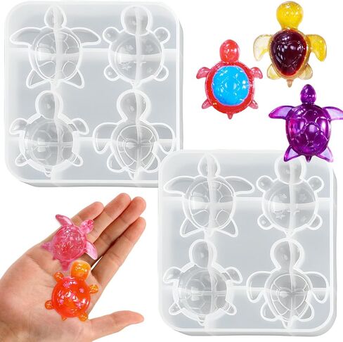 2-Piece Mini Sea Turtle Resin Molds, 3D Tiny Animal Silicone Molds for Epoxy Resin, Detailed Tortoise Casting Molds for Jewelry Keychain Pendant, Earrings, DIY Ocean Art Crafts, Micro Landscape Decor in Saudi Arabia