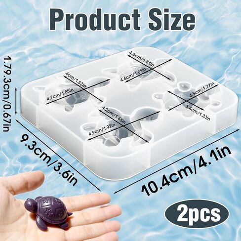 2-Piece Mini Sea Turtle Resin Molds, 3D Tiny Animal Silicone Molds for Epoxy Resin, Detailed Tortoise Casting Molds for Jewelry Keychain Pendant, Earrings, DIY Ocean Art Crafts, Micro Landscape Decor in Saudi Arabia