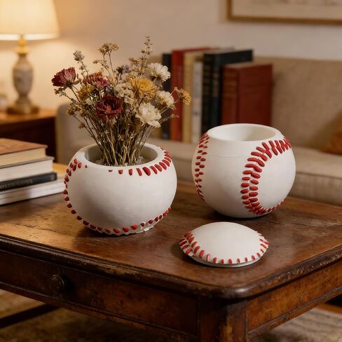 Round Baseball Candle Holder Molds,Storage Box & Plant Pot Silicone Molds for Epoxy Resin, Concrete, Plaster, Sports Ball Theme Mold DIY Home Ornament in Kuwait