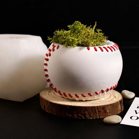 Round Baseball Candle Holder Molds,Storage Box & Plant Pot Silicone Molds for Epoxy Resin, Concrete, Plaster, Sports Ball Theme Mold DIY Home Ornament in Kuwait