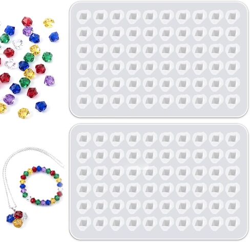 2 Pcs Mold Resin Craft Makes 60 Crystals, Gemstone Silicone Mold, Clear Resin Molds, Mini 3D Diamond Epoxy Casting Mold for Making DIY Crafting, Earring, Pendant, Necklace, Soap, Ice Cube in Saudi Arabia