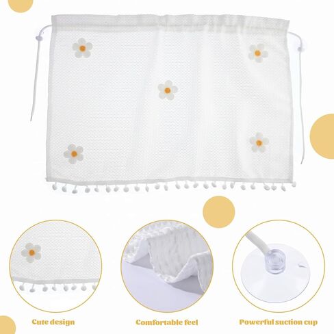 Car Side Window Sun Shade Privacy Curtain for Baby - Baby Window Shades for Car, Waffle Flower Design, Polyester Material, UV Protection, 25.6x18.4in, White in Saudi Arabia