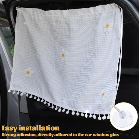 Car Side Window Sun Shade Privacy Curtain for Baby - Baby Window Shades for Car, Waffle Flower Design, Polyester Material, UV Protection, 25.6x18.4in, White in Saudi Arabia