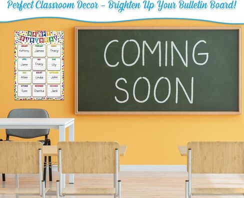 Birthday Chart for Classroom - Confetti Birthday Poster Calendar Reusable Laminated Classroom Happy Birth Day Chart Bulletin Board Decorations Back to School Teacher Supplies in Saudi Arabia
