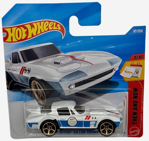Hot Wheels - Corvette Grand Sport - JJJ58 - Then and nNow 3/12 - Short Card - White/Blue - Official Licensed Model - Classic Racing Paint - Mattel 2026 (97/250) - 1:64 in Kuwait