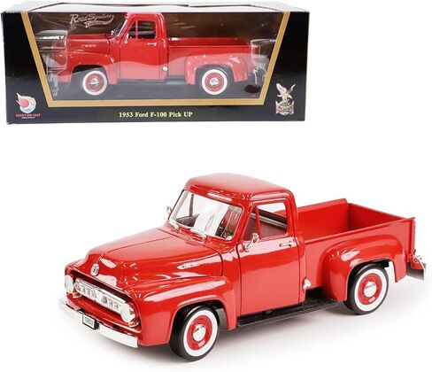 1953 Ford F-100 Pickup 1:18 Diecast Model - Iconic Driverised Classic with Curved Windshield, Opening Doors & Functional Steering Wheel, Premium Gift Box for Collectors, 14+,Red in Saudi Arabia