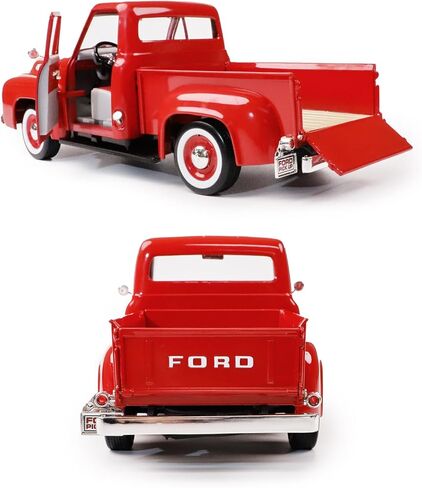 1953 Ford F-100 Pickup 1:18 Diecast Model - Iconic Driverised Classic with Curved Windshield, Opening Doors & Functional Steering Wheel, Premium Gift Box for Collectors, 14+,Red in Saudi Arabia