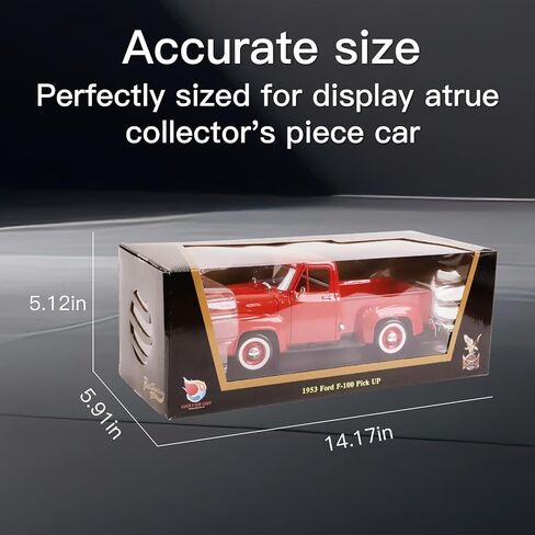 1953 Ford F-100 Pickup 1:18 Diecast Model - Iconic Driverised Classic with Curved Windshield, Opening Doors & Functional Steering Wheel, Premium Gift Box for Collectors, 14+,Red in Saudi Arabia