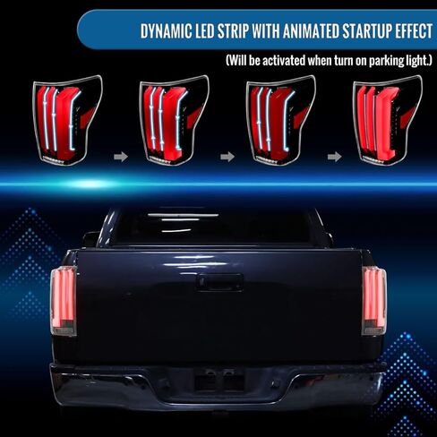Ronnin - Fits 2007-2013 Toyota Tundra Pickup Truck Full LED Tail Lights Integrated Brake and Sequential Turn Signals + Animated Startup Effect Parking Assembly Pair | Glossy Black in Kuwait
