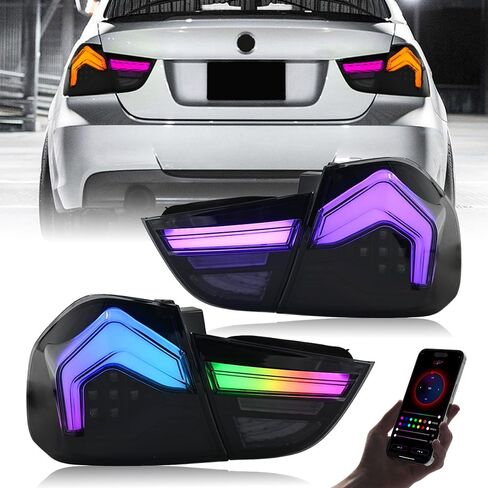 Tail Lights for 2009-2012 BMW 3-Series E90 328i 335i 4dr Sedan Taillights with Star-up Animation Multicolor DRL Amber Sequential Turn Signal Rear Back Lamp(APP Control, 1 Pair) in Saudi Arabia
