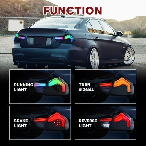 Tail Lights for 2009-2012 BMW 3-Series E90 328i 335i 4dr Sedan Taillights with Star-up Animation Multicolor DRL Amber Sequential Turn Signal Rear Back Lamp(APP Control, 1 Pair) in Saudi Arabia