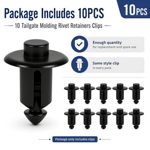 10Pcs Compatible with Ford F150 F250 F350 Super Duty Tailgate Molding Rivet Retainers Clips (Black,10Pcs) in Saudi Arabia