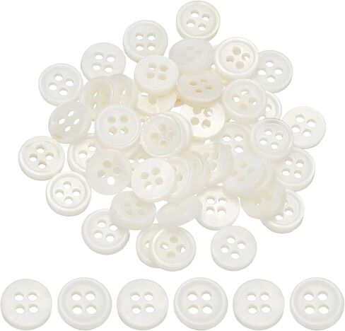 Natural Shell Sewing Buttons, 4 Holes Mother of Pearl Shell Round Sewing Buttons - Fitting for (Sewing/DIY Crafts/Shirts/Clothes/Decorations) 11.5 mm & 25 Pack & White/Blue in Saudi Arabia
