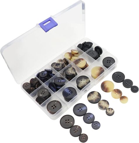 1 inch Assorted Sewing Buttons, 4-Hole Rroud Resin Buttons for Clothing, Blazers, Suits & Coats | Decorative Buttons for Tailoring & DIY, 15 Colors 90 PCS with Box (1 Inch) in Saudi Arabia