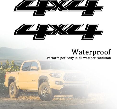 ملصقات لاصقة للسيارة مقاس 4 × 4 قطعتين، ملحقات تزيين السيارات شعارات بديلة تناسب Ford F-150 F-250 F-350 Tacoma Tundra Ram Silverado Truck Pickup SUV، مع ممسحة قطعة واحدة، أسود in Kuwait