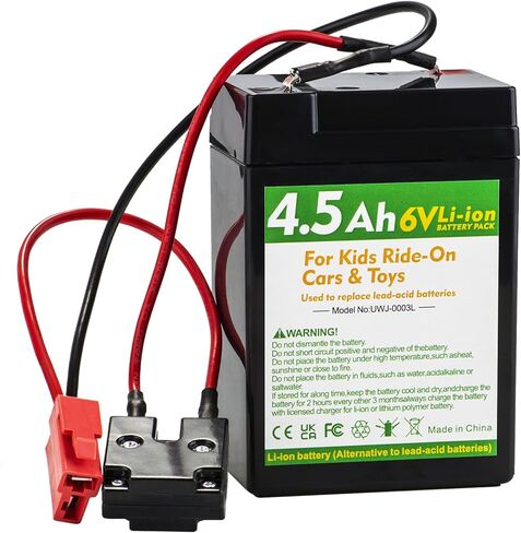 6V 4.5Ah Li-ion Battery Pack, Replacement for Kids Ride-On Cars, Compatible with Hyper Disney Princess and Marvel Spider-Man ATV in Kuwait