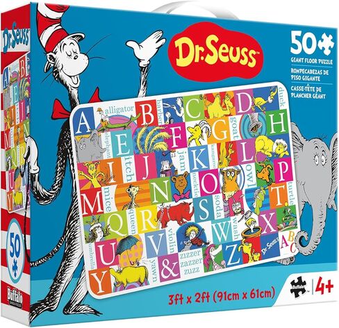 Buffalo Games Dr. Seuss Alphabet 50-Piece Floor Puzzle - 3 ft x 2 ft - Letter Recognition & Gifts for Students - Pattern Recognition & Fun School Supplies in Kuwait