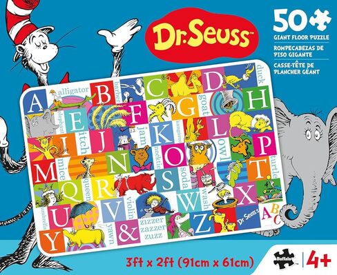 Buffalo Games Dr. Seuss Alphabet 50-Piece Floor Puzzle - 3 ft x 2 ft - Letter Recognition & Gifts for Students - Pattern Recognition & Fun School Supplies in Kuwait