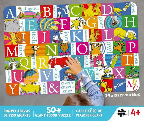 Buffalo Games Dr. Seuss Alphabet 50-Piece Floor Puzzle - 3 ft x 2 ft - Letter Recognition & Gifts for Students - Pattern Recognition & Fun School Supplies in Kuwait
