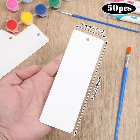 50 Pcs Watercolor Bookmark Paper, 5.9 x 1.9 Inches Blank Book Marks 140lb/300gsm Watercolor Paper Cards for Paint, DIY Projects Gift Tag in Saudi Arabia