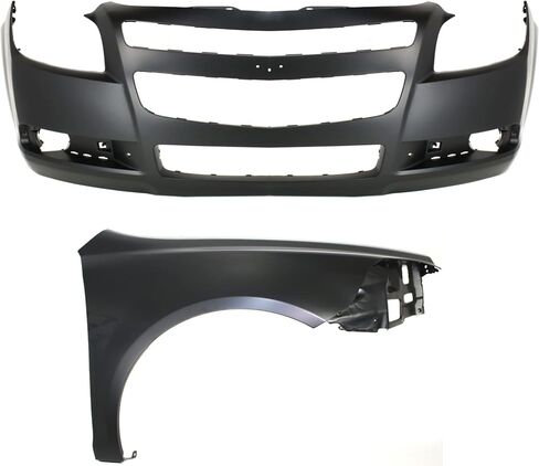Go-Parts - Front Bumper Cover for Chevrolet (Chevy) Malibu 2008-2012, Primed (Ready to Paint), 2-Piece kit, with Right (Passenger) Fender Sedan Replacement 20832808,15825372,25949346 in Saudi Arabia