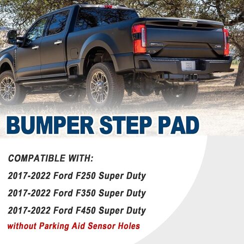 Rear Bumper Step Pad Compatible with F-250 F-350 F-450 Super Duty 2017-2022 without Parking Aid Sensor Holes, Black Textured, Replace for FO1191146 HC3Z17B807AH HC3Z17B807AG HC3Z17B807AH in Saudi Arabia