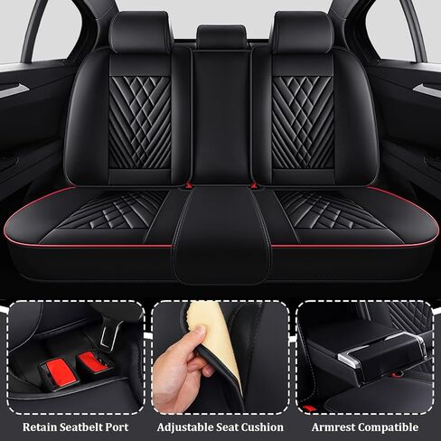 Car Seat Covers Full Set for MINI Countryman 2013-2026, Anti-Slip Full Coverage Car Seat Covers, Waterproof Nappa Leather Car Seat Cover Sets(5 Seats/Black Red) in Saudi Arabia