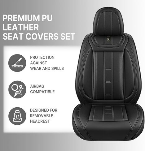 Forte Seat Covers Compatible with Kia Forte 2012-2024 Premium Leather Car Seat Covers,Waterproof,Wear Resistant,Airbag Compatible Seat Protector(5 Seats,Black) in Saudi Arabia