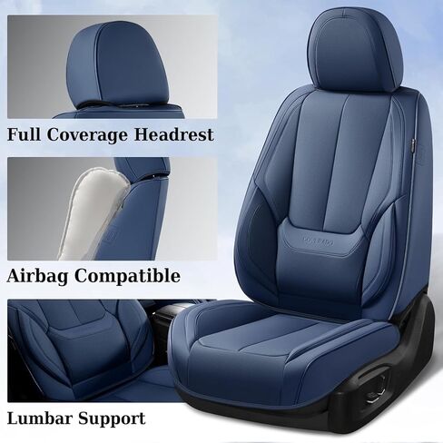 Coverado Automotive Seat Covers, Car Seat Covers Front Seats, Nappa Leather Blue Car Seat Cover, Waterproof Seat Cushion, 2 Pack Front Seat Covers Driver Seat Protector Fit for Most Cars SUV in Saudi Arabia